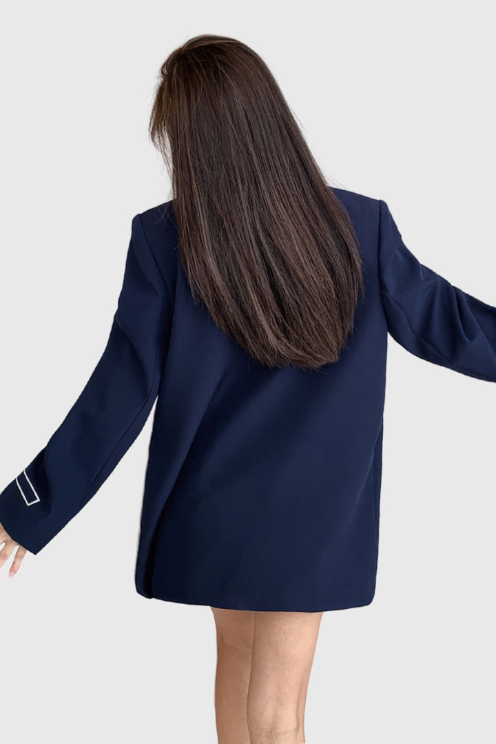 KONTRAST BÜYÜK BEDEN BLAZER - LACİVERT