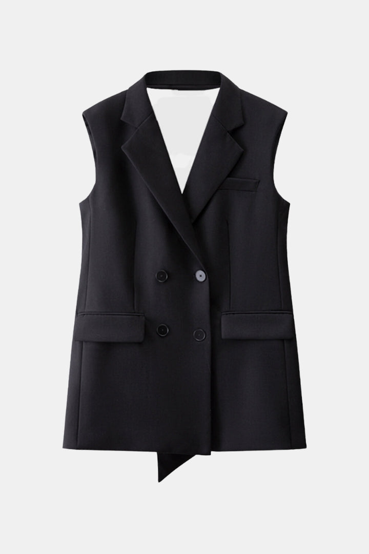 KOLLU BLAZER ELBİSE - SİYAH