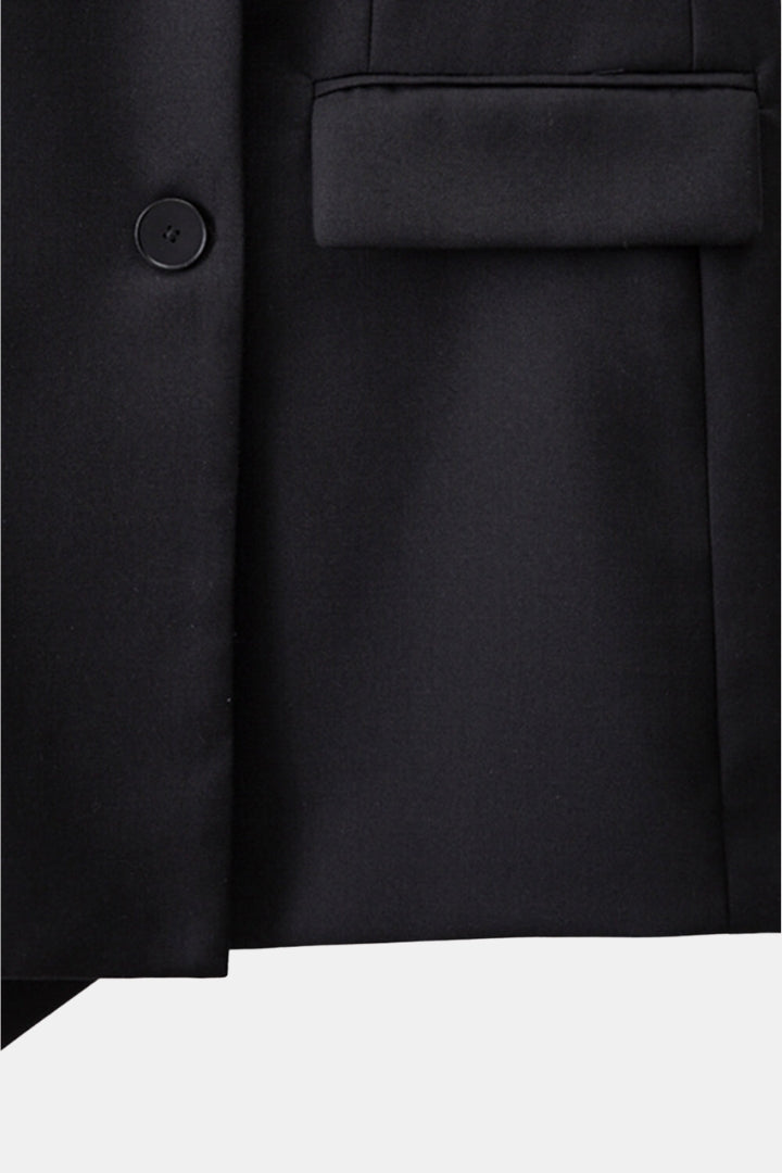 KOLLU BLAZER ELBİSE - SİYAH