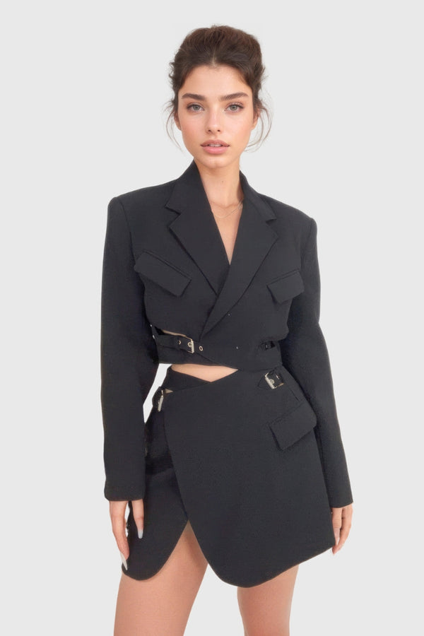 KEMERLİ KISA BLAZER ELBİSE